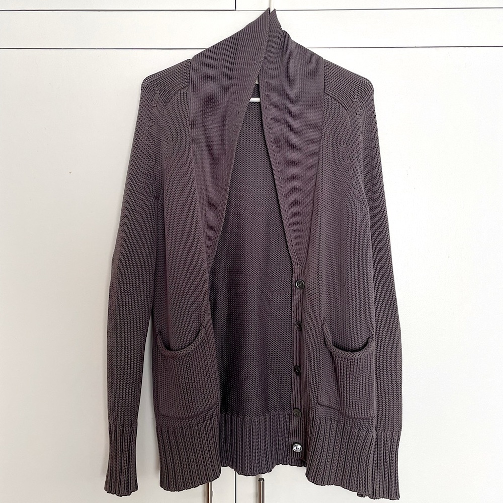 J.Crew Women’s Grandpa Shawl Collar Silk Cotton Sweater in Cool Grey